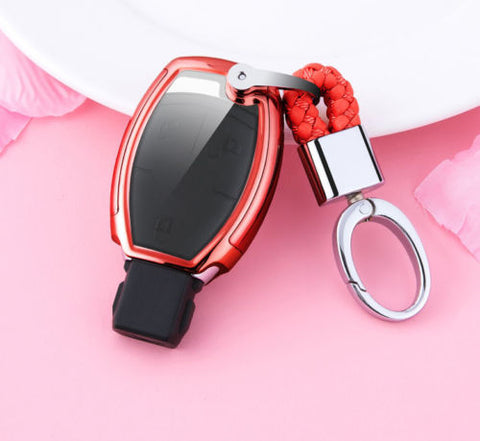 Full Protection TPU Smart Key Cover FOB for Mercedes Benz A E C S G Class - Black \ Silver \ Blue \ Red \ Gold \ Rose Gold