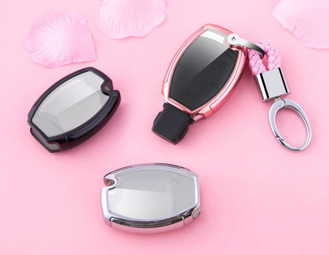 Full Protection TPU Smart Key Cover FOB for Mercedes Benz A E C S G Class - Black \ Silver \ Blue \ Red \ Gold \ Rose Gold