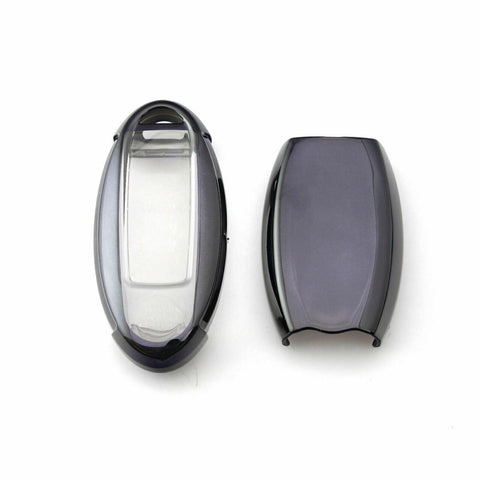 Xotic Tech Black TPU Key Fob Shell Full Cover Case w/ Black Keychain, Compatible with Nissan J10 J11 Note Micra X-Trail T31 T32 Kicks Tiida Infiniti QX80 QX70 QX50 Q50 Q60 Smart Keyless Entry Key