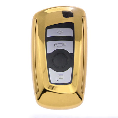 Glossy Rose Gold TPU Hard ABS Full Sealed Keyshell Cover Protect Buttons Fit BMW 1 3 5 7 Series X3 X5
