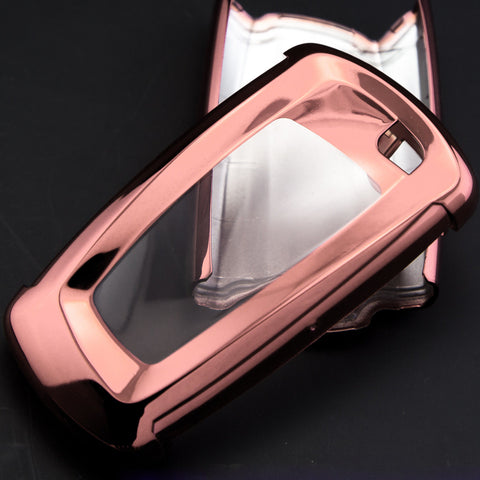 Glossy Rose Gold TPU Hard ABS Full Sealed Keyshell Cover Protect Buttons Fit BMW 1 3 5 7 Series X3 X5