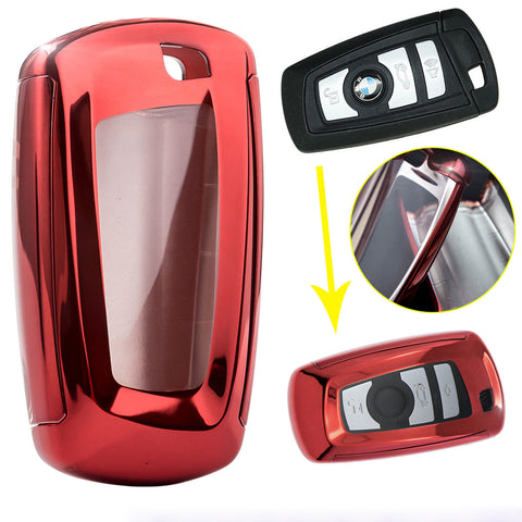 Glossy Rose Gold TPU Hard ABS Full Sealed Keyshell Cover Protect Buttons Fit BMW 1 3 5 7 Series X3 X5