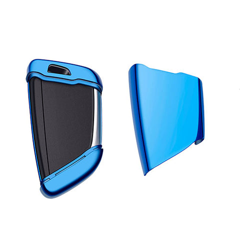 Blue TPU Remote Smart Key Fob Shell Holder w/ Keychain For BMW 2 3 5 6 7 Series