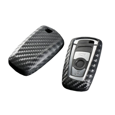Carbon Fiber Style Soft Silicone Remote Smart Key Cover Case for BMW 1 3 4 5 6 7 X1 X3 Black