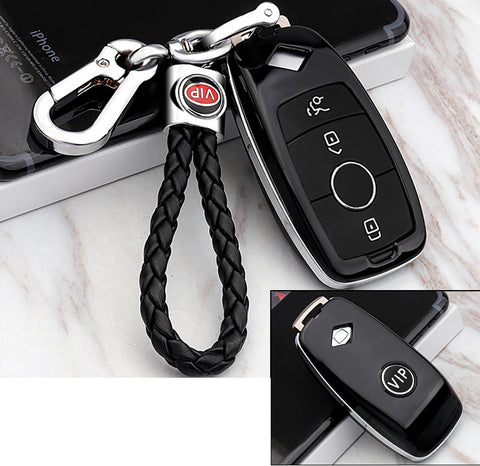 Black Keyless Key Cover FOB Holder For Mercedes Benz E S Class S63 AMG 2017+