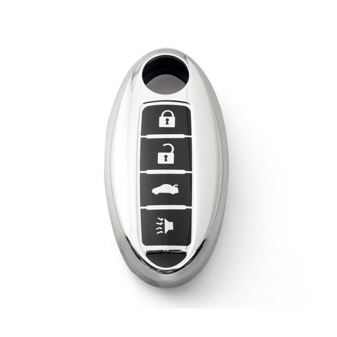 Smart Key Fob Cover Case Holder Soft TPU Full Cover Protection For Nissan Altima Maxima Murano Sentra Versa Pathfinder Armada 4 Button Keyless Entry Remote, Black