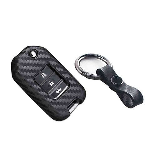 Carbon Fiber Pattern TPU Remote Key Fob Cover Case Fit for Honda Civic CR-V HR-V Accord
