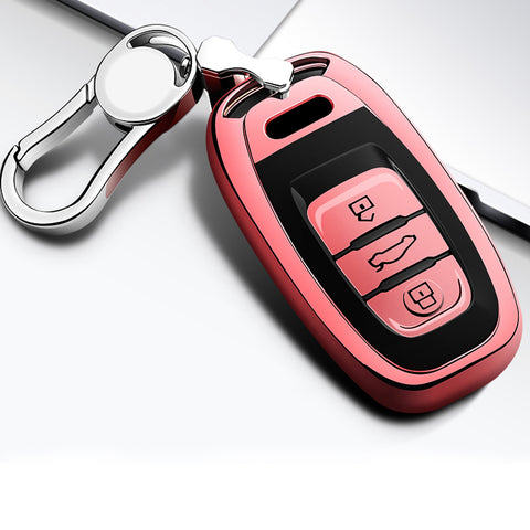 Rose Golden TPU Full Protection Smart Key Holder Shell Protector Case For Audi