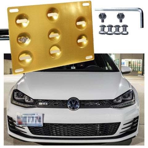 Black/ Gold/ Red Aluminum License Plate Bumper Mount Bracket Holder for VW Jetta MK5 GTi MK6 EOS Golf GTi Audi TT