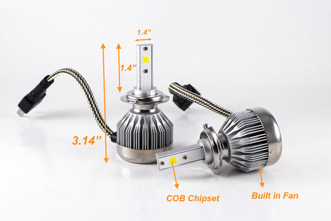 LED Headlight Kit H8 H9 H11 COB LED 6000LM 6000K White for High Low Beam Fog Bulb Headlight