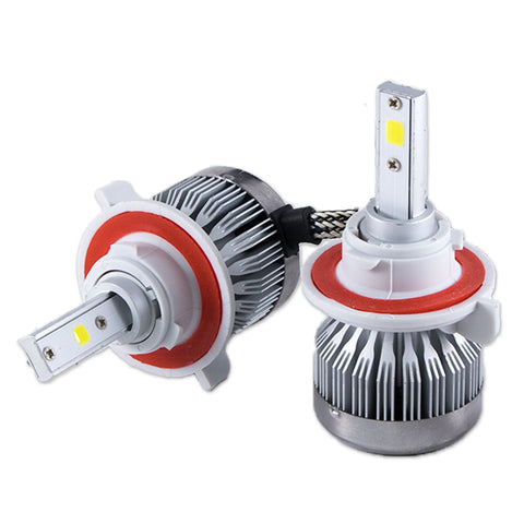 H13 9008 COB LED Headlight Conversion Kit High/Low Beam 6000LM HID Xenon White