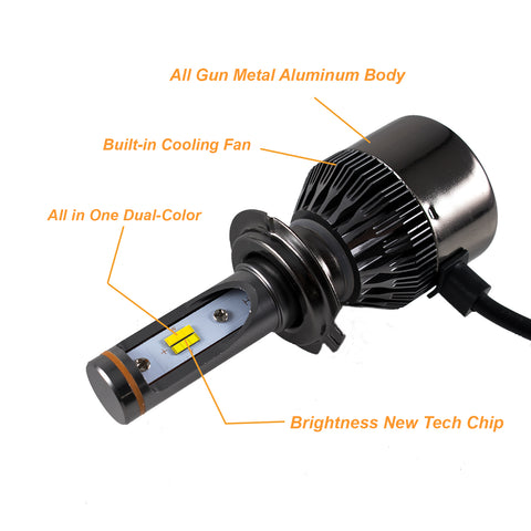 H7 Dual-Color 3000K/6000K HID matching xenon white /yellow LED Headlight High/Low Beam DRL Lamps For Audi Benz BMW VW