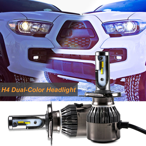 Pair 9003 H4 White and Yellow LED Headlight Dual-Beam DRL Lamps 36000LM For Toyota Honda Chevrolet