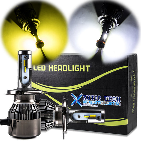 Pair 9003 H4 White and Yellow LED Headlight Dual-Beam DRL Lamps 36000LM For Toyota Honda Chevrolet