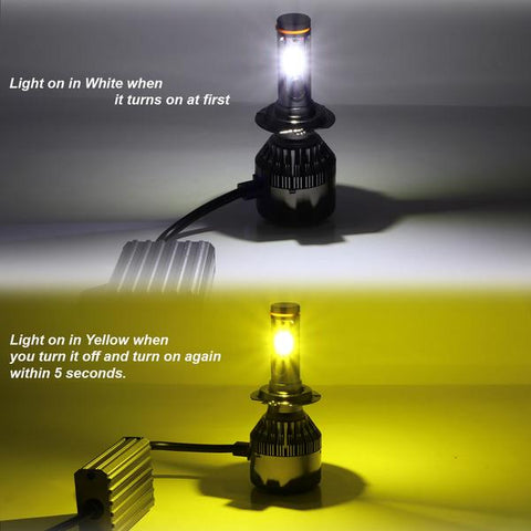 1Set 9005 HB3 Dual-Color White Yellow LED High Low Beam Headlight Kit for 06-14 Dodge Charger DRL