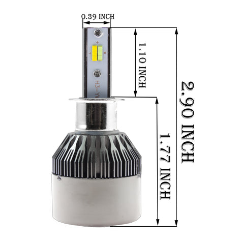 H3 8000LM Dual-Color 3000K Amber\8000K Ice Blue LED Headlight Low Beam DRL Lamps