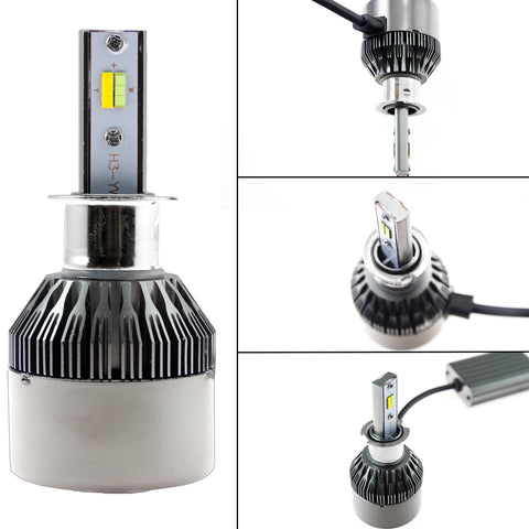 H3 8000LM Dual-Color 3000K Amber\8000K Ice Blue LED Headlight Low Beam DRL Lamps