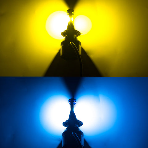 Ice Blue Amber Dual Color H7 LED Headlight Kit High Low Beam Fog Light Bulb 3000K 8000K