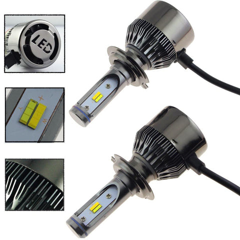 Ice Blue Amber Dual Color H7 LED Headlight Kit High Low Beam Fog Light Bulb 3000K 8000K