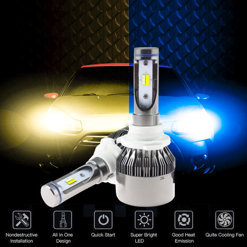 Dual Color Ice Blue Yellow 9005 HB3 LED High Low Beam Fog Light Daytime Running Light Headlight Kit 3000K 8000K