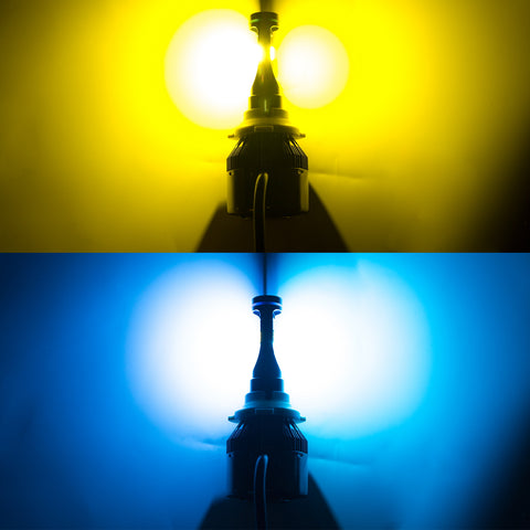 Double Color LED Headlight Kit 9006 HB4 60W 8000LM Chevrolet\ Dodge\ Nissan\ GMC\ RamHigh Low Beam Bulbs Pair Ice blue/Amber