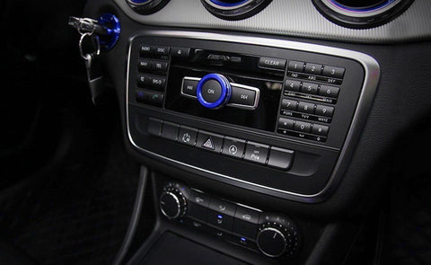 Blue Interior Volume Switch Button Knob Ring Trim For Mercedes A B C E S CLA GLA GLK ML GL Class