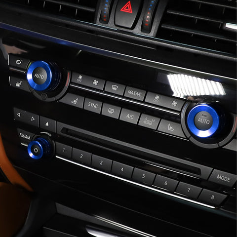 3x AC Climate Control Volume Knob Ring Covers Trim for BMW X5 X6 F15 F16 (Red/Blue/Silver)