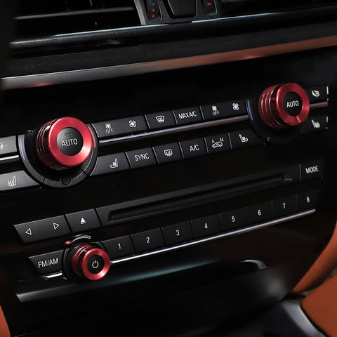 3x AC Climate Control Volume Knob Ring Covers Trim for BMW X5 X6 F15 F16 (Red/Blue/Silver)