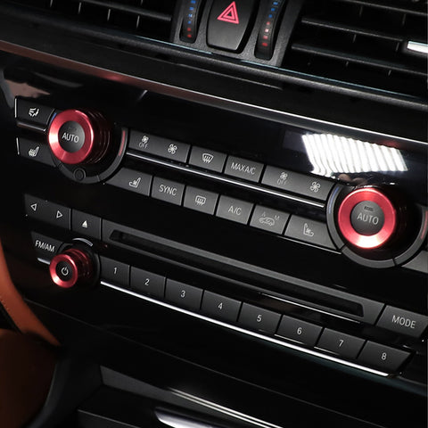 3x AC Climate Control Volume Knob Ring Covers Trim for BMW X5 X6 F15 F16 (Red/Blue/Silver)