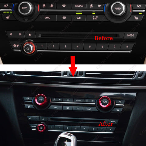 3x AC Climate Control Volume Knob Ring Covers Trim for BMW X5 X6 F15 F16 (Red/Blue/Silver)