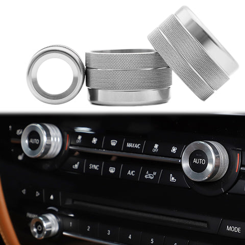 3x AC Climate Control Volume Knob Ring Covers Trim for BMW X5 X6 F15 F16 (Red/Blue/Silver)