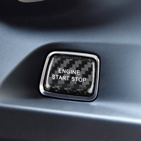 Gloss Black Real Carbon Fiber Keyless Engine Start/Stop Push Start Button Cover Trim For Chevrolet Chevy Corvette C7 2014-2019 Camaro 2016-2024