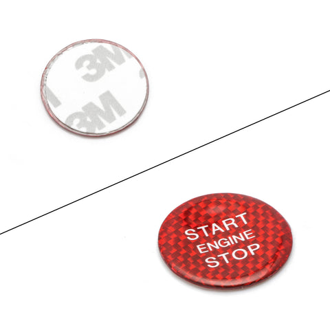 For Audi Red Carbon Fiber Engine Ignition Push Start/Stop Button Cap Sticker 1pc