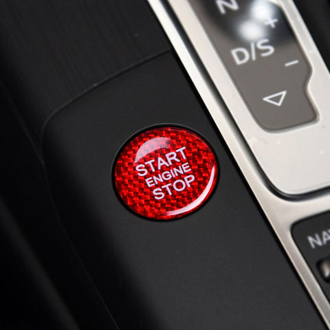 For Audi Red Carbon Fiber Engine Ignition Push Start/Stop Button Cap Sticker 1pc