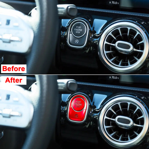 Car Keyless Engine Push Start Button + Surrounding Ring For Mercedes A CLA GLB GLA Class W177 C118 X247 H247(Red)