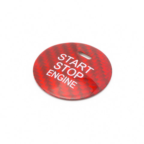 Carbon Fiber Car Engine Start Button Sticker Interior Trim Accessories for Mazda 3 6 CX-3 CX-5 CX-9 MX-5 w/Push Start Engine (Red)