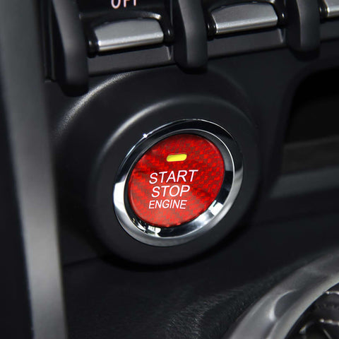 Carbon Fiber Car Engine Start Button Sticker Interior Trim Accessories for Mazda 3 6 CX-3 CX-5 CX-9 MX-5 w/Push Start Engine (Red)
