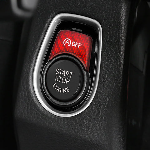 Red Real Carbon Fiber Engine Start Stop Button Cover Sticker Trim For BMW F20 F22 F30 F32 F34 3 Series