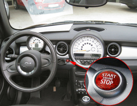 Carbon Fiber Car Engine Start Button Sticker Interior Ignition Trim Decal for Mini Cooper R55 R56 R57 R58 R59 R60 R61 Accessories (Red)