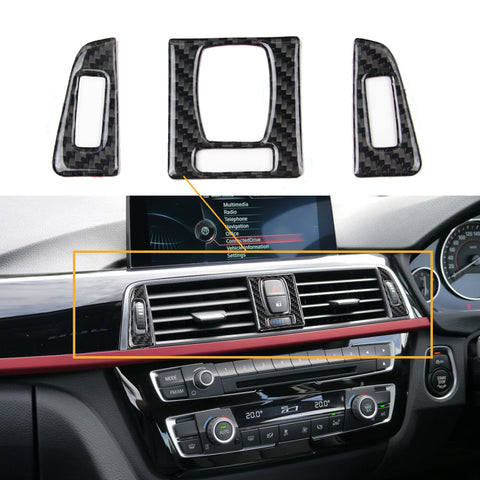 1X FULL SET INTERIOR TRIM COVER STICKERS REAL CARBON FIBER FOR BMW 3 4 SERIES