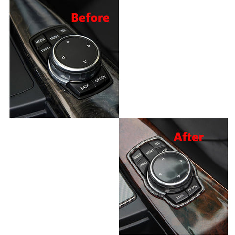 Carbon Fiber IDrive Controller Frame Trim Buttons Fit BMW 1 3 5 7 X Series