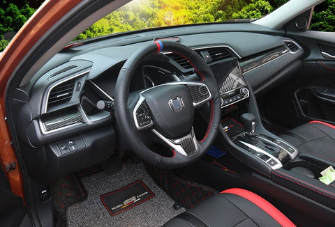 3 pcs Car Interior Trim Real Carbon Fiber 3D Center Console Panel Dashboard Cover Sticker Trim For 2016 2017 2018 Honda Civic 10th