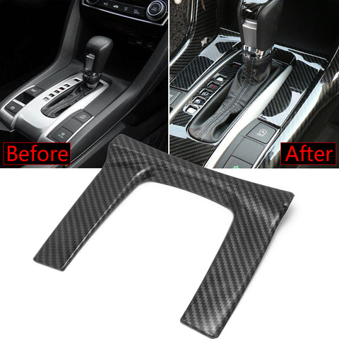 10th Gen Civic ABS Carbon Fiber Style Gear Panel Trim Shift Box Decoration Cover for Honda Civic 2020 2019 2018 2017 2016 - Automatic Transmission