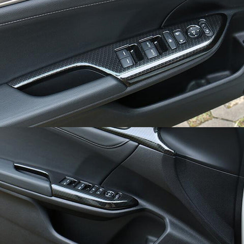 Carbon Fiber Pattern Door Window Lock Panel Switch Bezel Covers Driver Passenger Side for Honda Civic Sedan 2016-2020