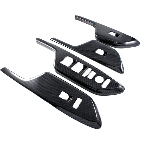 Carbon Fiber Pattern Door Window Lock Panel Switch Bezel Covers Driver Passenger Side for Honda Civic Sedan 2016-2020