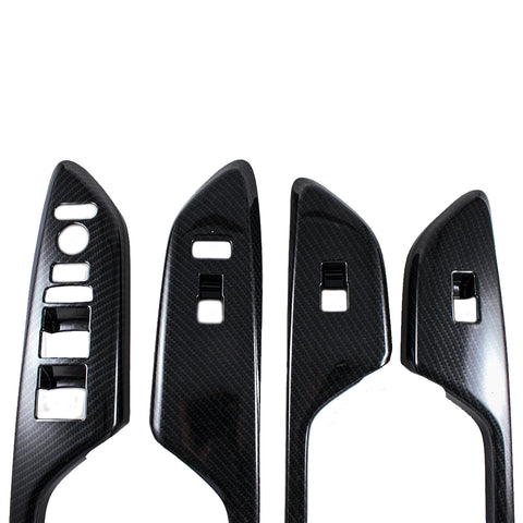 Carbon Fiber Pattern Door Window Lock Panel Switch Bezel Covers Driver Passenger Side for Honda Civic Sedan 2016-2020