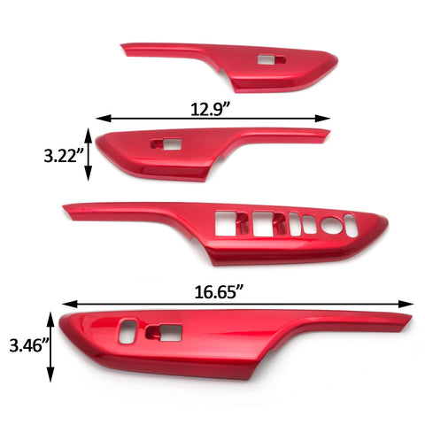 Red Interior Armrest Window Rise Lift Down Control Switch Door Lock Panel Cover Trim Accessories for Honda Civic 10th Gen 2016 2017 2018 2019 2020