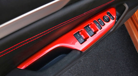 Red Interior Armrest Window Rise Lift Down Control Switch Door Lock Panel Cover Trim Accessories for Honda Civic 10th Gen 2016 2017 2018 2019 2020