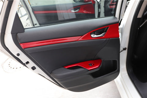 Red Interior Armrest Window Rise Lift Down Control Switch Door Lock Panel Cover Trim Accessories for Honda Civic 10th Gen 2016 2017 2018 2019 2020
