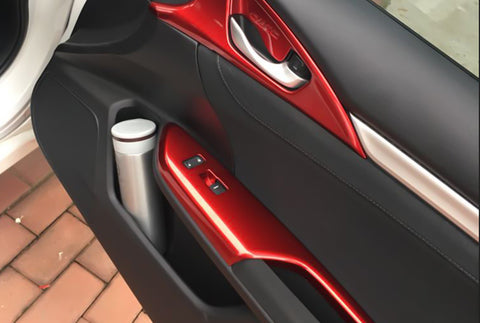 Red Interior Armrest Window Rise Lift Down Control Switch Door Lock Panel Cover Trim Accessories for Honda Civic 10th Gen 2016 2017 2018 2019 2020